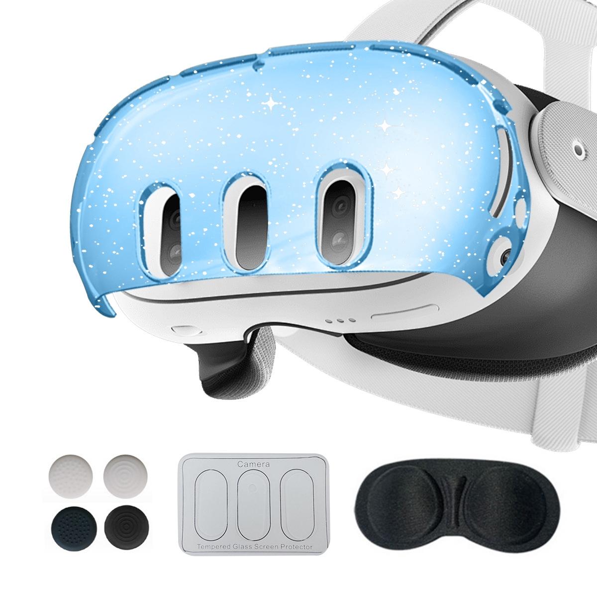 V562-2011354060DBT-202508290125-00 Glitter Protective Shell for Meta Quest 3 - 7 in 1 - 7 In 1 Glitter Transparent Blue - Image 1