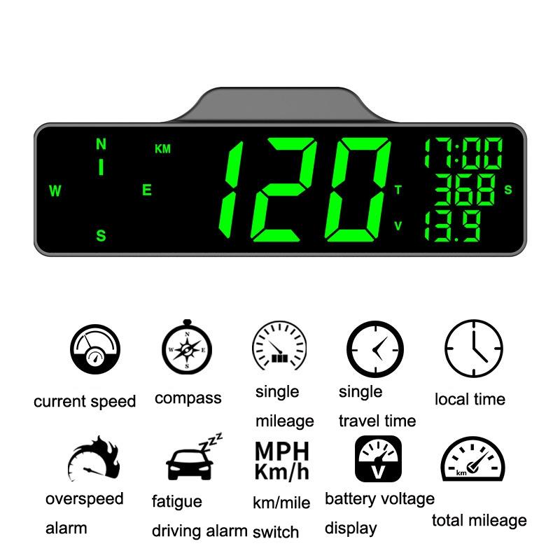 V562-2019752060DBT-202508272305-04 9 Inch Car Hud Gps Speedometer W / Compass Multifunction Display - Image 5