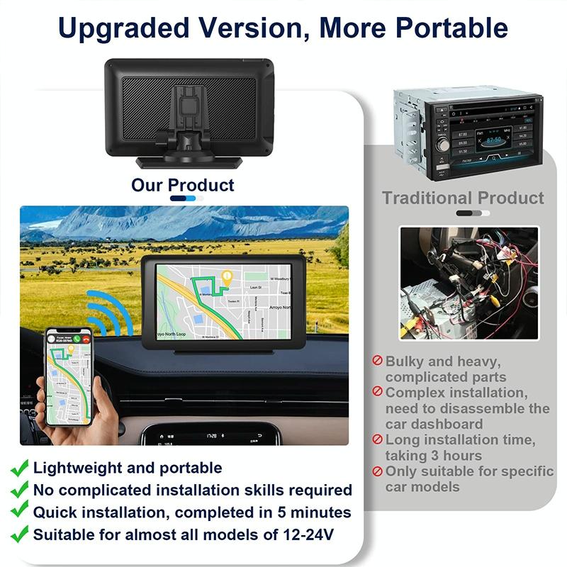 V562-7192RAC-202508271141-05 7 Touch Display Car Navigator with Wireless Carplay Bluetooth and Reversing Image - Portable and Smart - Image 6