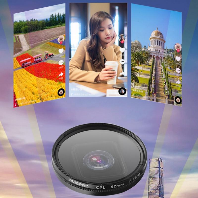 V562-7580ACD-202508271910-13 52mm Professional Filter Set for Gopro Hero 7 / 6 / 5 with Adapter and Lens Cap - Image 14