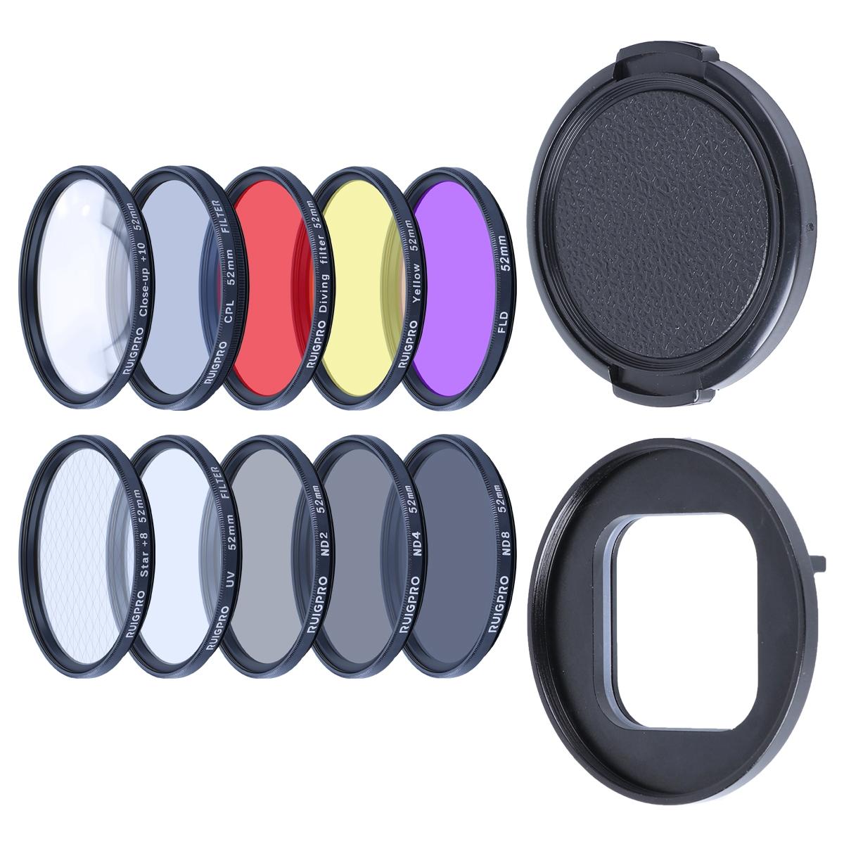V562-8411ACD-202508272054-01 52mm 10-in-1 Professional Lens Filter Kit for Gopro Hero10 / 9 with Adapter Ring and Cap - Image 2