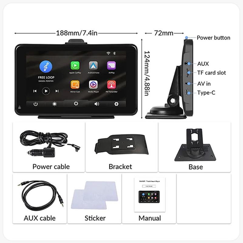 V562-9192RAC-202508271115-02 7 Wireless Carplay Car Navigator with Smart Driving Recorder - Image 3