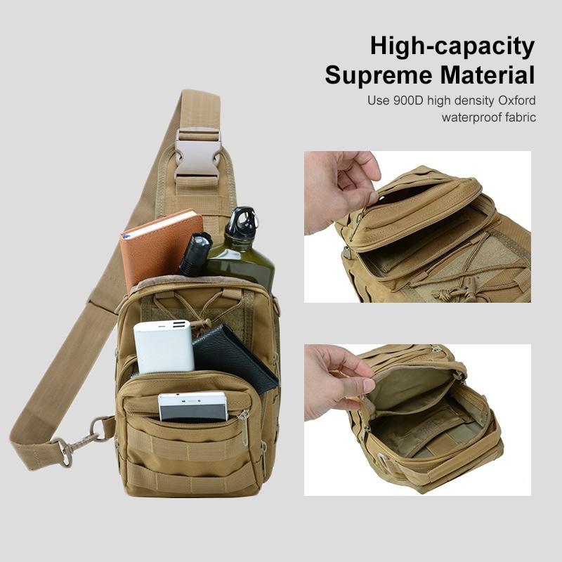 V562-A100168100AYS-202508282246-04 Waterproof Crossbody Chest Pack For Outdoor Sports Lightweight & Durable - Khaki - Image 5