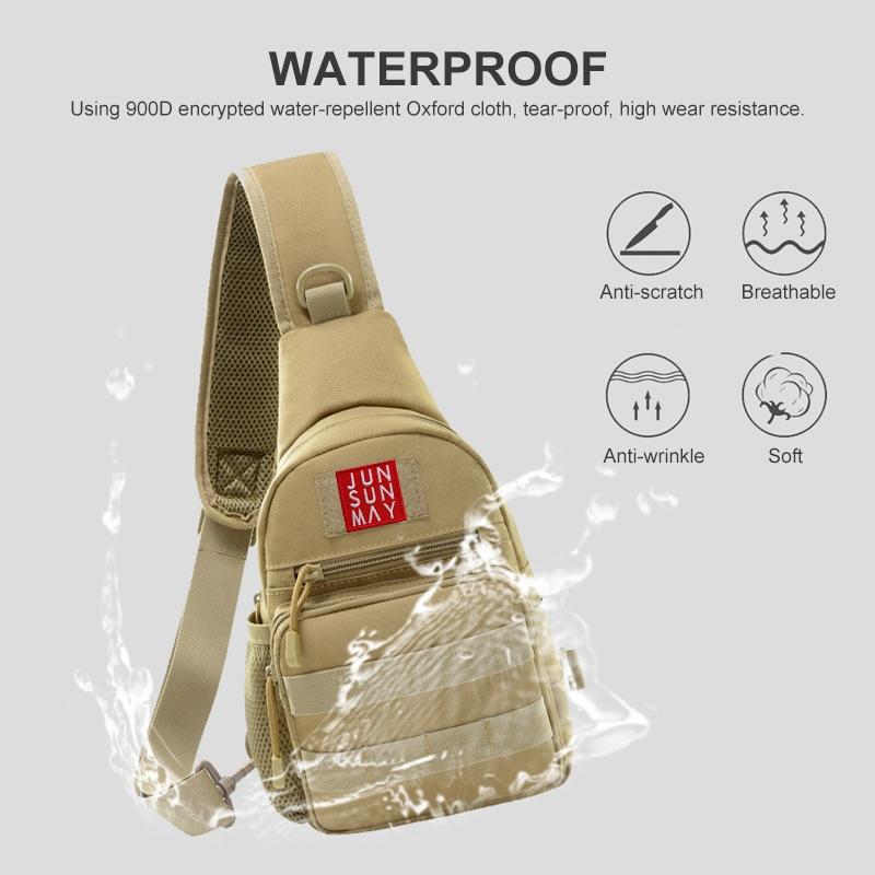 V562-A100758100AYS-202508290126-03 Waterproof Crossbody Chest Pack For Outdoor Sports Lightweight & Durable - Khaki - Image 4