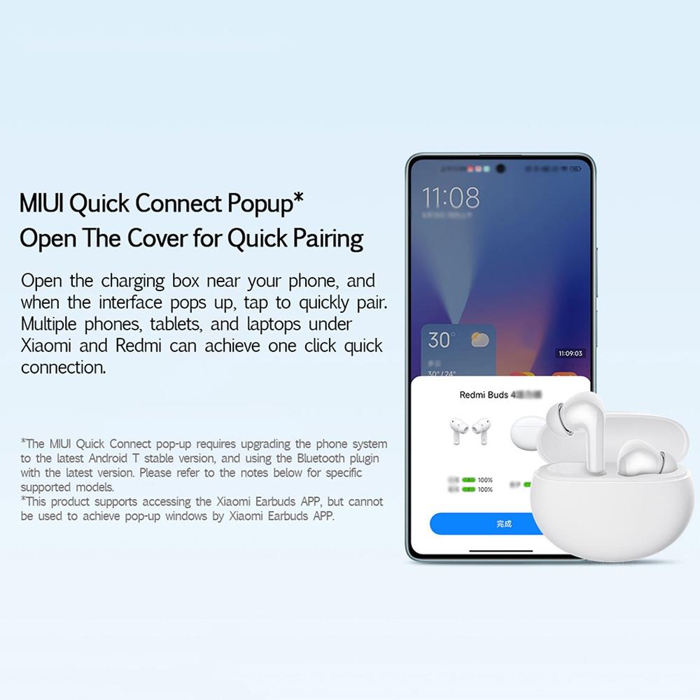 V562-A1029683060DBT-202508271116-04 Waterproof Redmi Buds 4 Vitality Wireless Earphone with Bluetooth Calling and Noise Reduction - White - Image 5