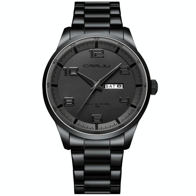 V562-A1031344060DBT-202508281411-00 Waterproof Men Business Watch with Calendar and Steel Strap - Black - Image 1