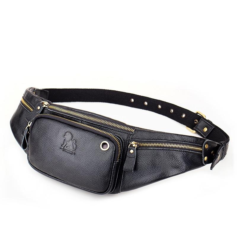 V562-A1052822060DBT-202508291116-00 Vintage Leather Waist Bag For Men - Black - Image 1