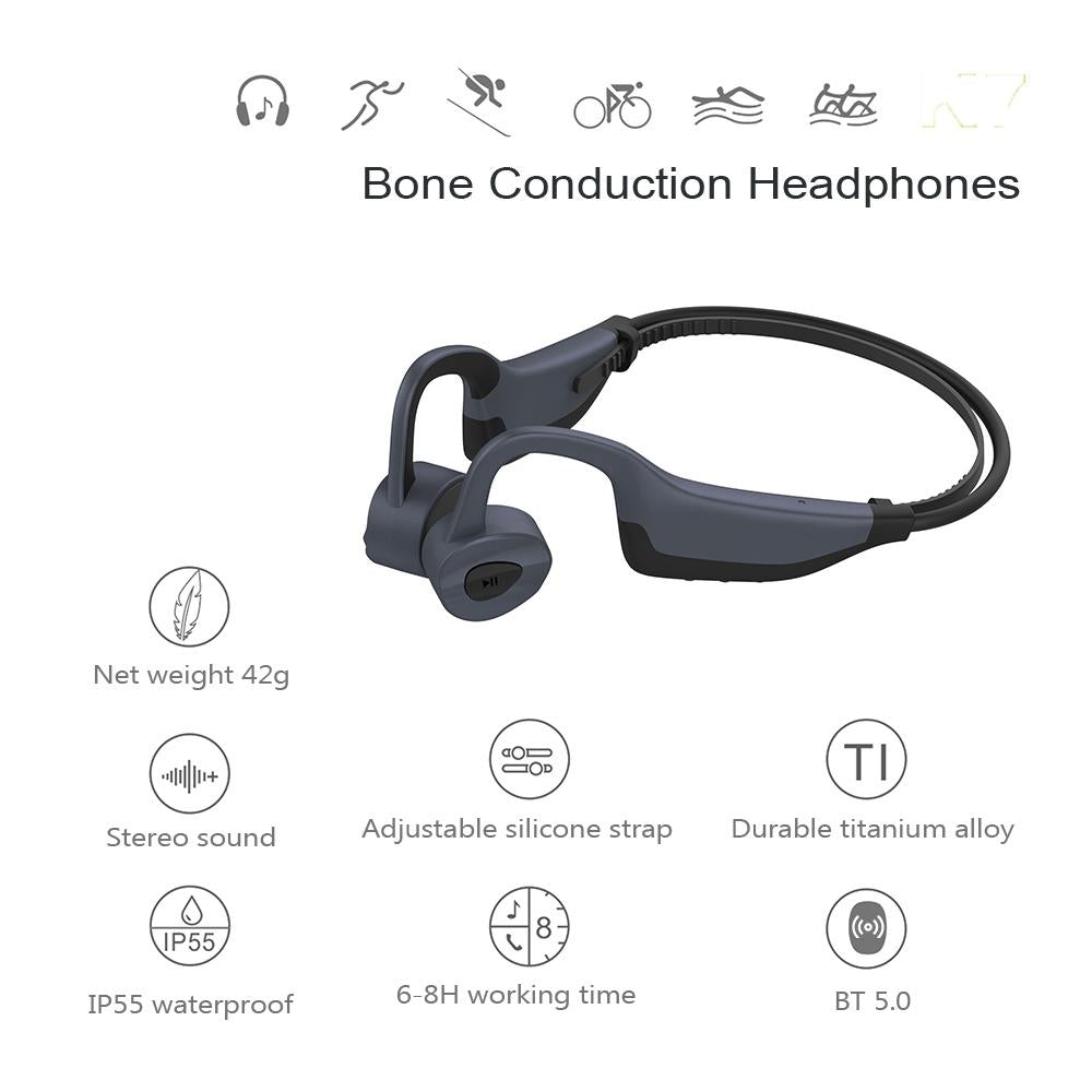 V562-A1053700550DBT-202508280715-11 Waterproof K7 Bone Conduction Bluetooth Earphones - 16gb Ram - Black - Image 12