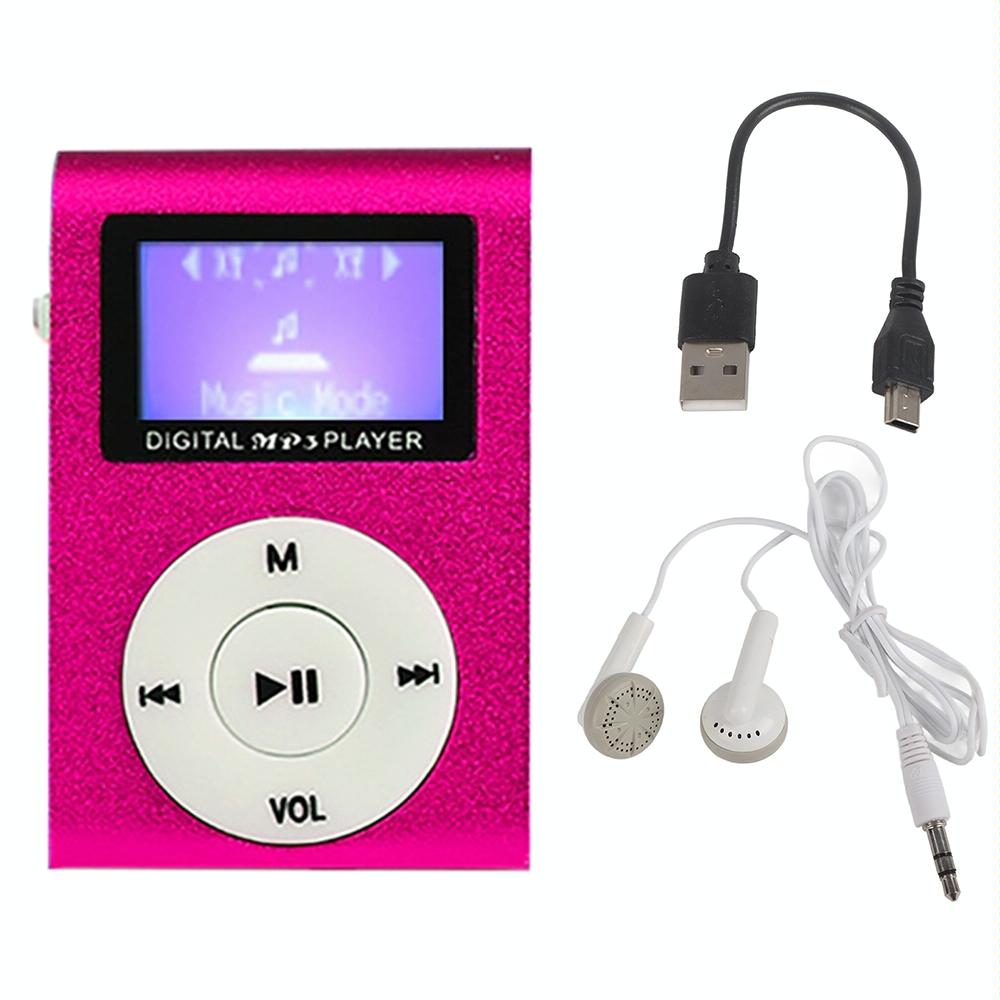V562-A1057683060DBT-202508291145-00 Metal Mini Mp3 Player With Screen Earphone+Cable - Pink - Image 1