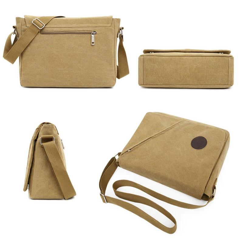 V562-A1065164060DBT-202508282325-03 Simple Canvas Shoulder Bag For Men Casual Messenger Schoolbag - Khaki - Image 4