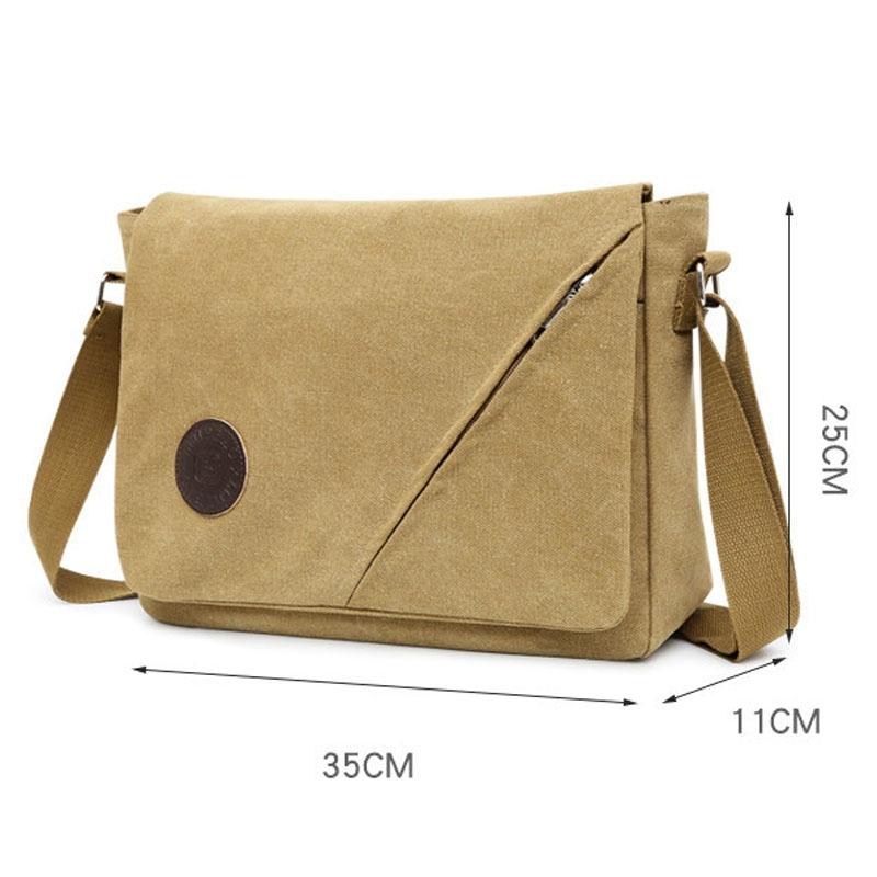 V562-A1065164060DBT-202508282325-04 Simple Canvas Shoulder Bag For Men Casual Messenger Schoolbag - Khaki - Image 5