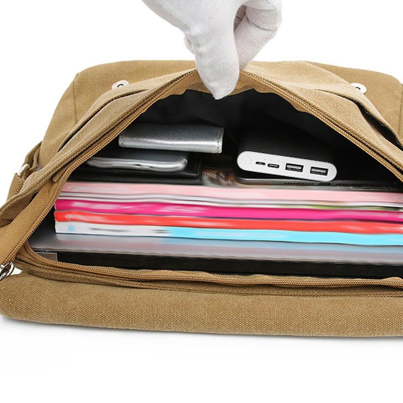 V562-A1065164060DBT-202508282325-05 Simple Canvas Shoulder Bag For Men Casual Messenger Schoolbag - Khaki - Image 6
