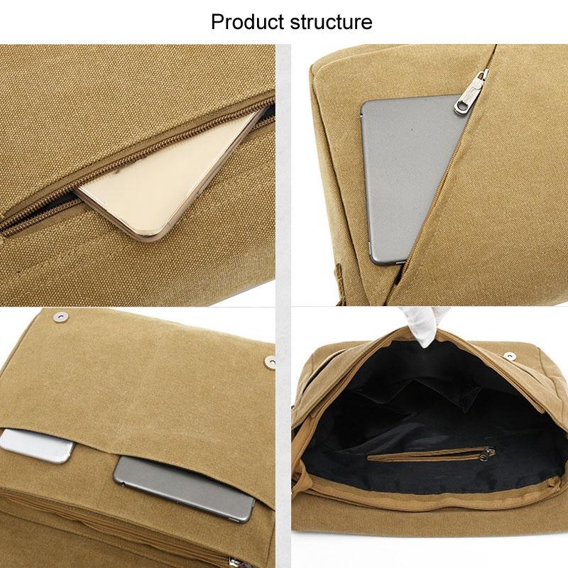 V562-A1065164060DBT-202508282325-06 Simple Canvas Shoulder Bag For Men Casual Messenger Schoolbag - Khaki - Image 7