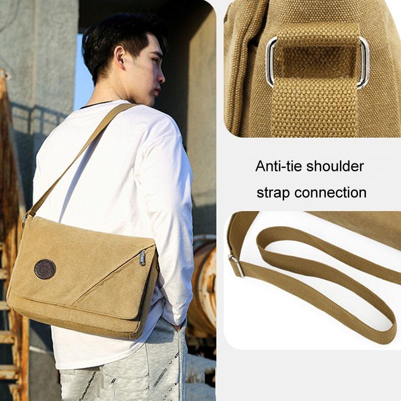 V562-A1065164060DBT-202508282325-08 Simple Canvas Shoulder Bag For Men Casual Messenger Schoolbag - Khaki - Image 9