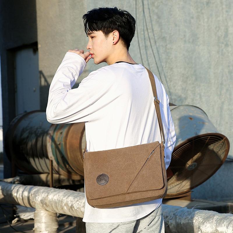 V562-A1065164060DBT-202508282325-09 Simple Canvas Shoulder Bag For Men Casual Messenger Schoolbag - Khaki - Image 10