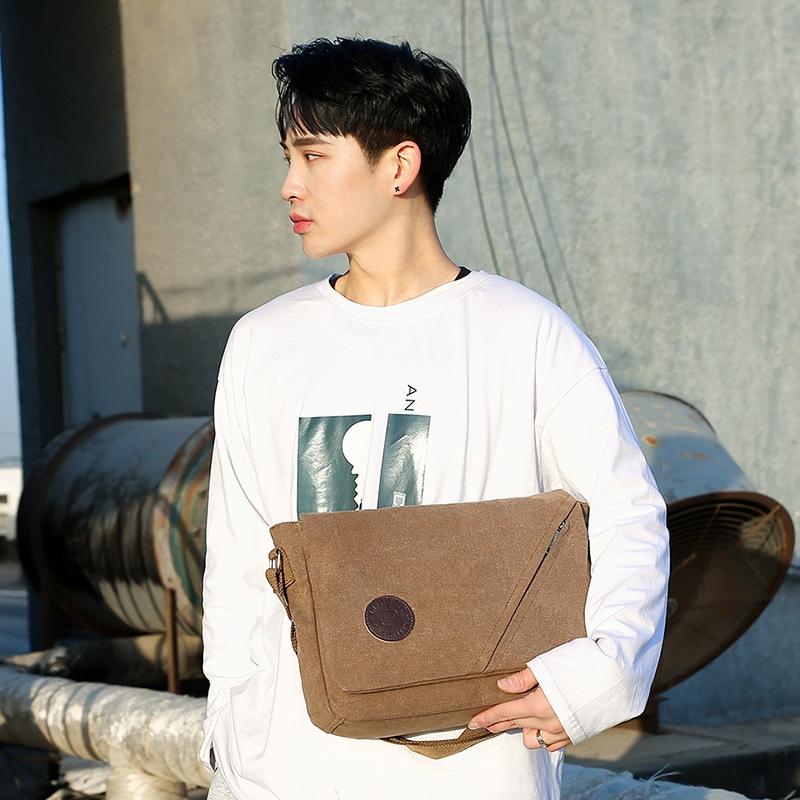 V562-A1065164060DBT-202508282325-10 Simple Canvas Shoulder Bag For Men Casual Messenger Schoolbag - Khaki - Image 11