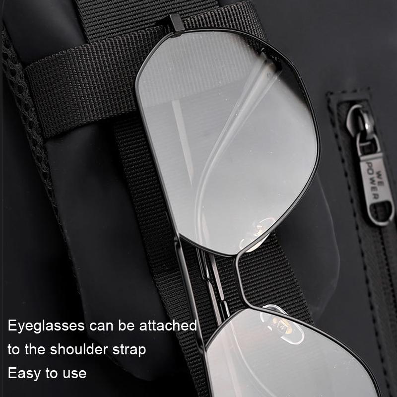 V562-A1068583060DBT-202508290041-04 Anti Theft Men Chest Bag With Password Lock Secure Locomotive Messenger Bag - Black - Image 5