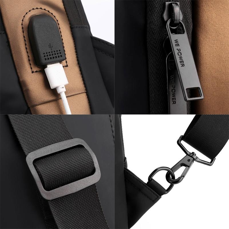 V562-A1068583060DBT-202508290041-05 Anti Theft Men Chest Bag With Password Lock Secure Locomotive Messenger Bag - Black - Image 6