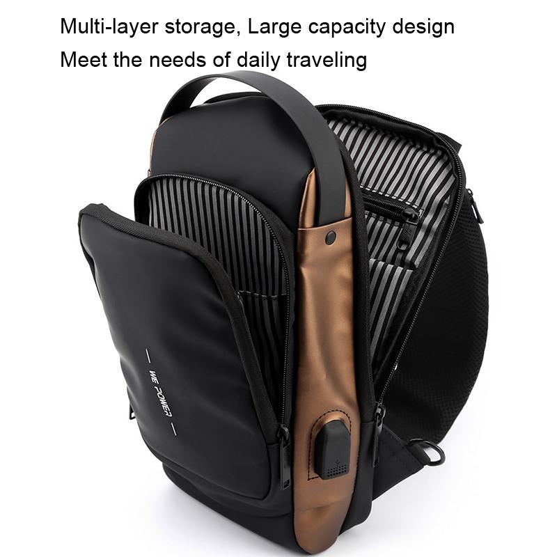 V562-A1068583060DBT-202508290041-09 Anti Theft Men Chest Bag With Password Lock Secure Locomotive Messenger Bag - Black - Image 10