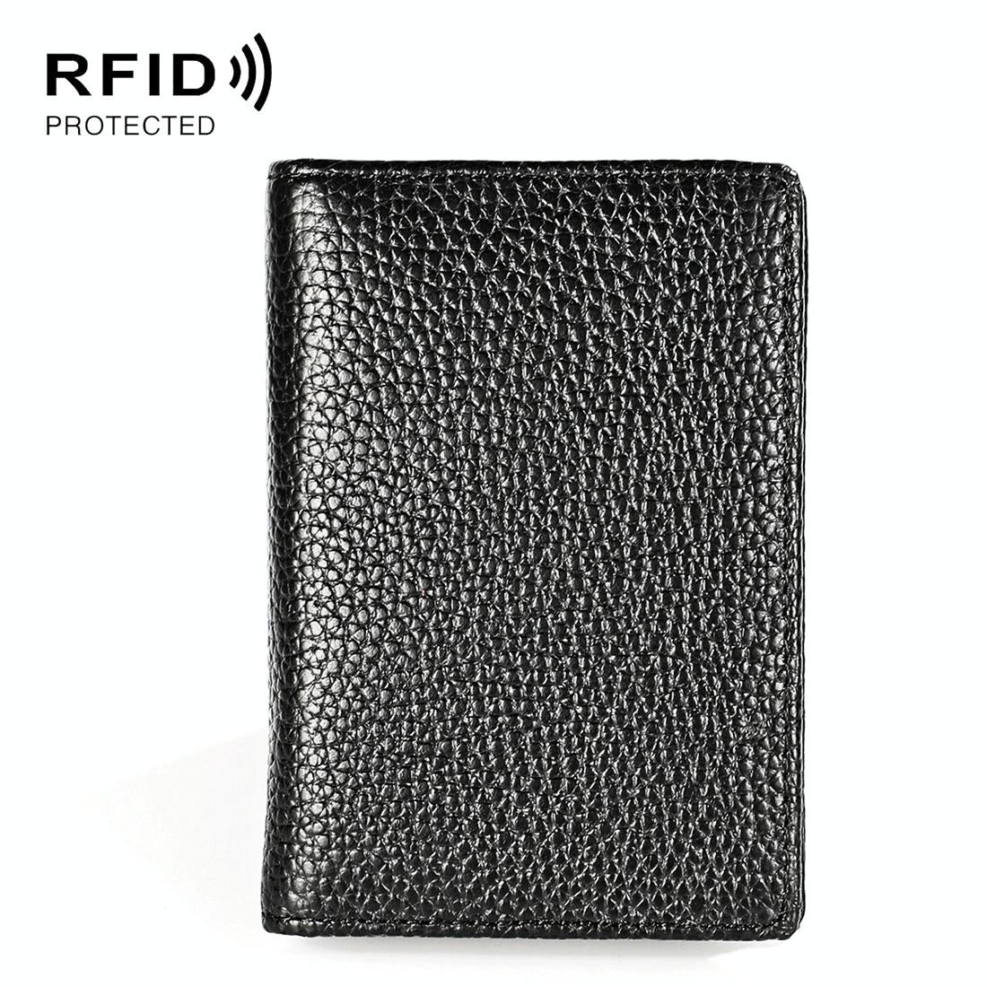V562-A10849500ADE-202508281616-00 Men Leather Rfid Card Holder - Blocking Technology - Black - Image 1