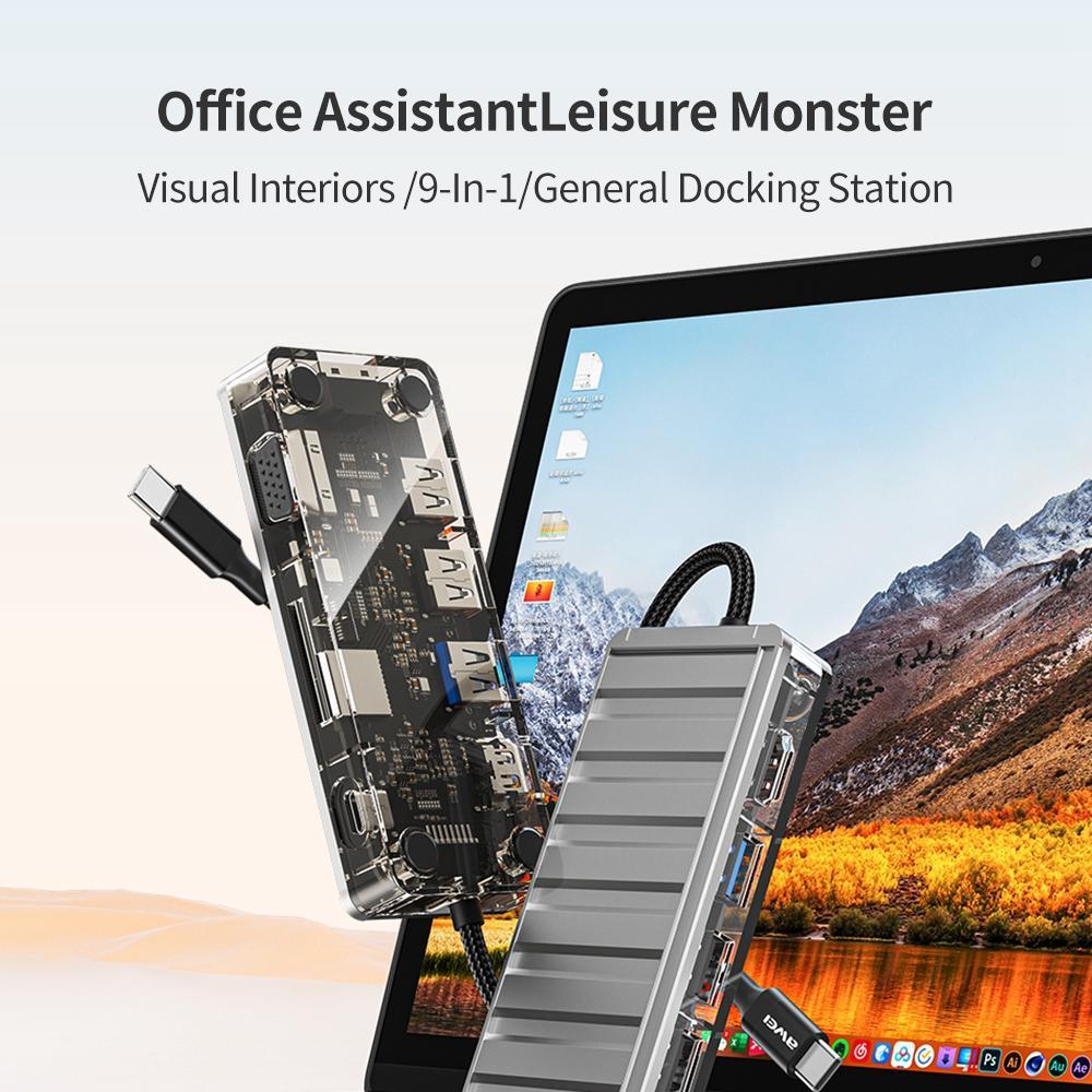 V562-A108535700ADE-202508280625-02 9-In-1 Multi-Function Type-C Hub Adapter Grey - Image 3