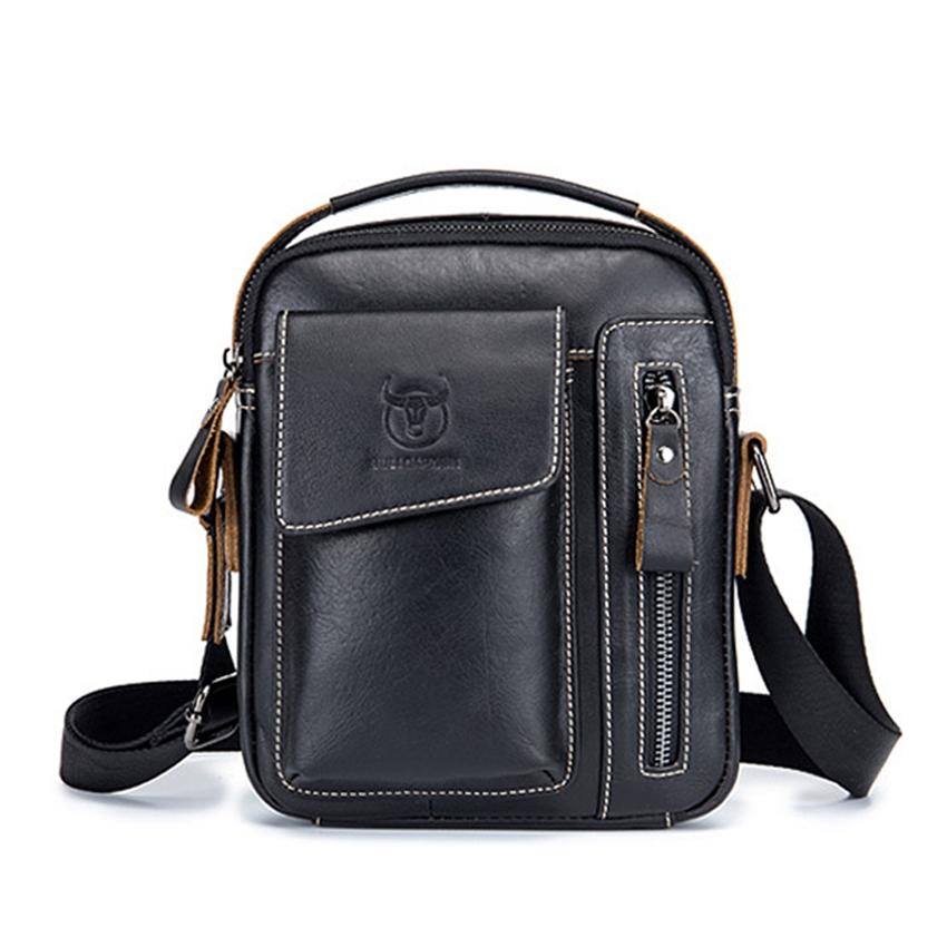 V562-A1092313850DBT-202508291225-00 Soft Leather Messenger Bag For Men - Black - Image 1