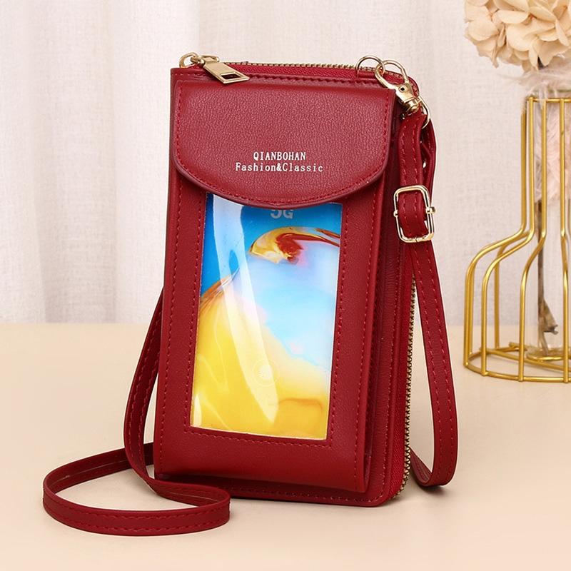 V562-A1096501060DBT-202508291220-00 Women Touch Screen Shoulder Bag For Mobile Phones - Red Wine - Image 1