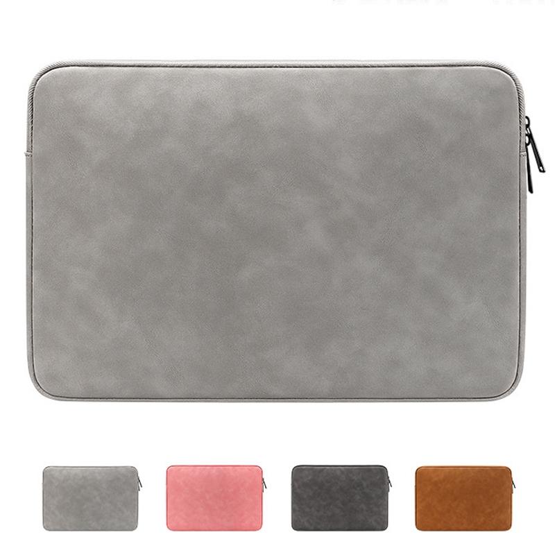 V562-A2044833060DBT-202508290530-02 Lightweight Waterproof Lambskin Laptop Sleeve - Fits 14.1-15.4 Inches - Gray - Image 3