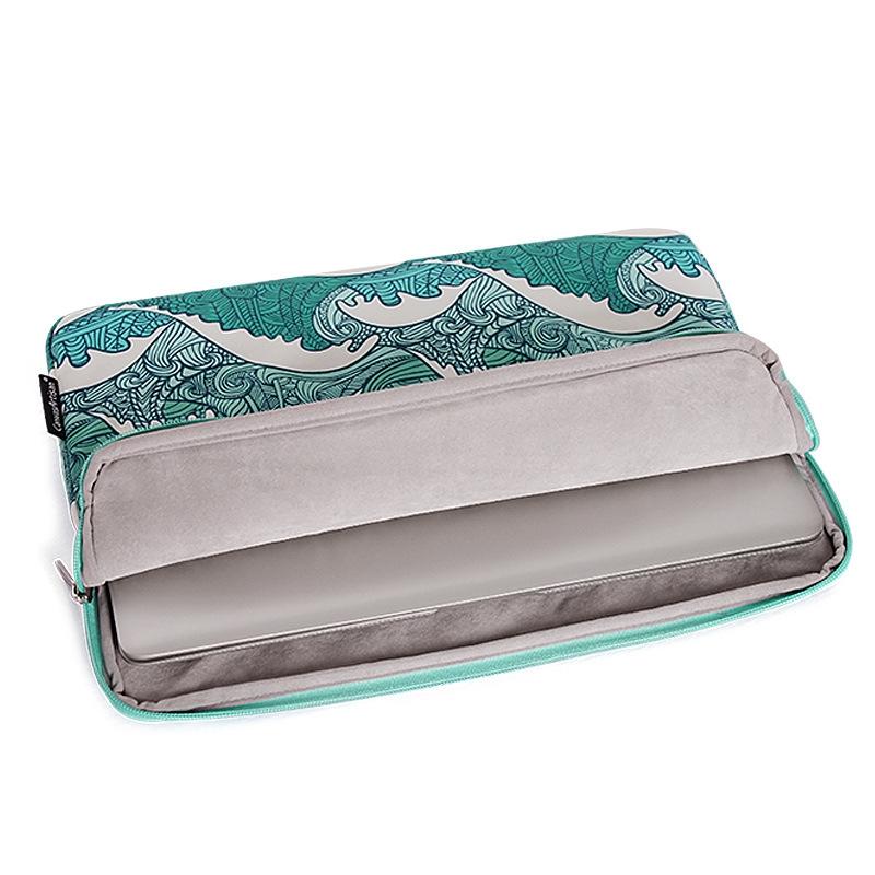 V562-A3061243060DBT-202508272135-03 Green Wave 13 Laptop Sleeve in Pu Leather Print - Image 4
