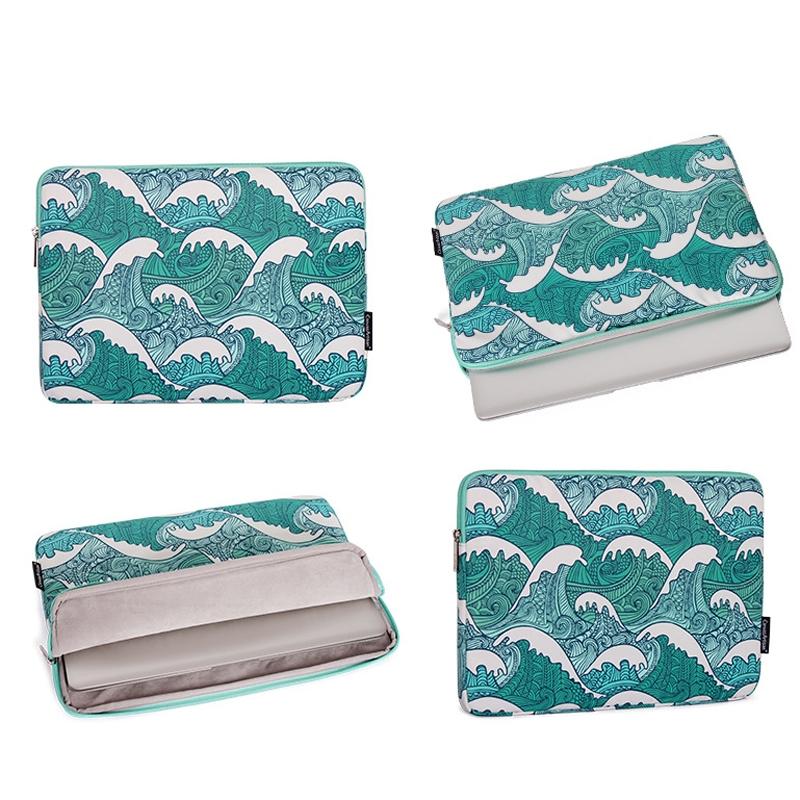 V562-A5061243060DBT-202508272136-02 Green Wave 15 Laptop Sleeve in Pu Leather Print - Image 3