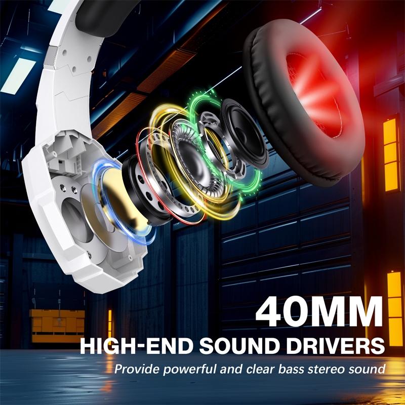 V562-B100644700ADE-202508292216-02 Pro Gaming Headset With Mic 2.1M Cable - Black White - Image 3