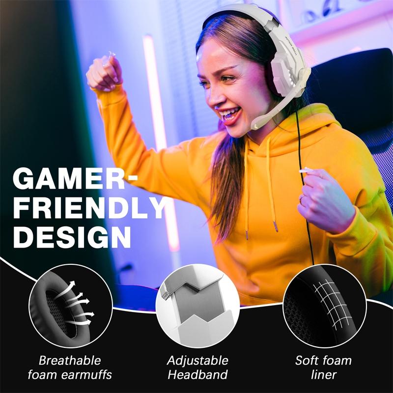 V562-B100644700ADE-202508292216-04 Pro Gaming Headset With Mic 2.1M Cable - Black White - Image 5