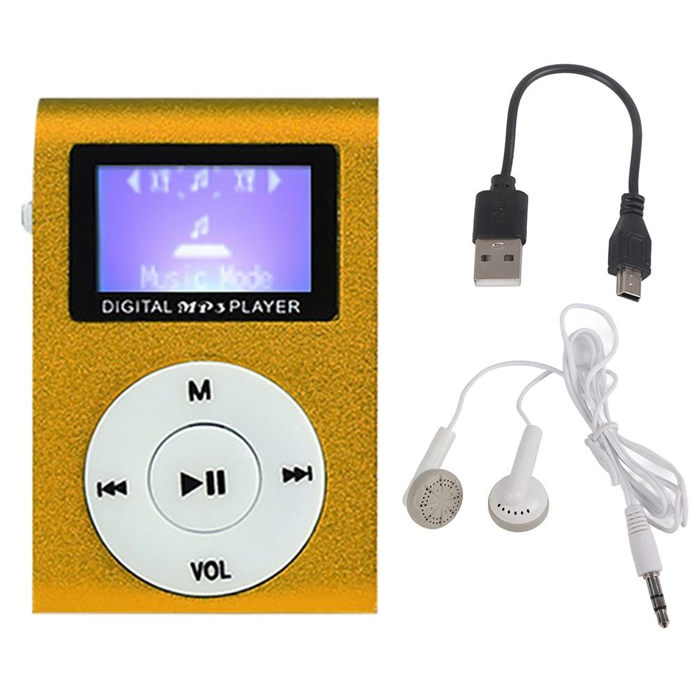 V562-B1057683060DBT-202508291146-00 Metal Mini Mp3 Player With Screen Earphone+Cable - Gold - Image 1