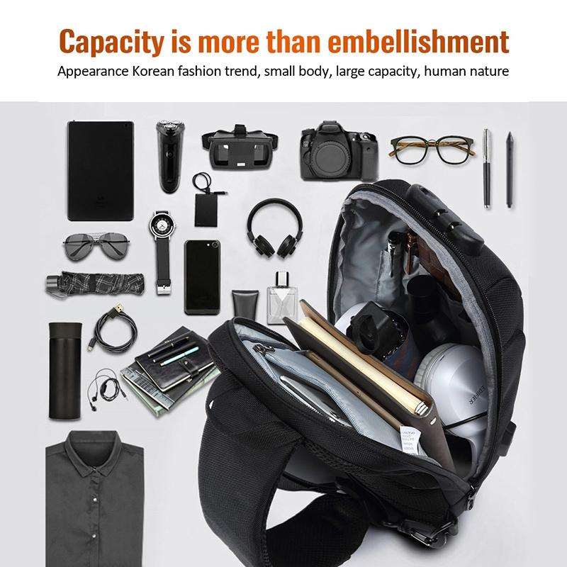 V562-B1062102640DBT-202508290916-07 Anti Theft Men Waterproof Crossbody Bag With USB Port - Black - Image 8