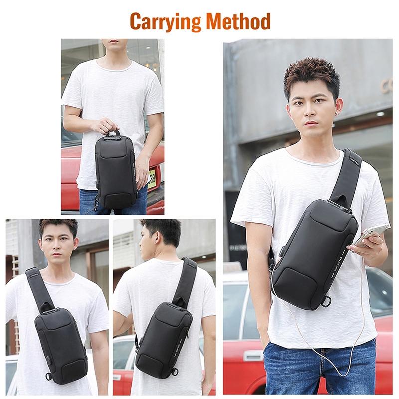 V562-B1062102640DBT-202508290916-08 Anti Theft Men Waterproof Crossbody Bag With USB Port - Black - Image 9
