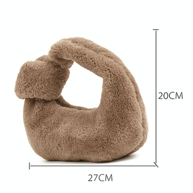 V562-B1062223060DBT-202508281415-02 Plush Rabbit Fleece Tote with Knotted Handles - Khaki - Image 3