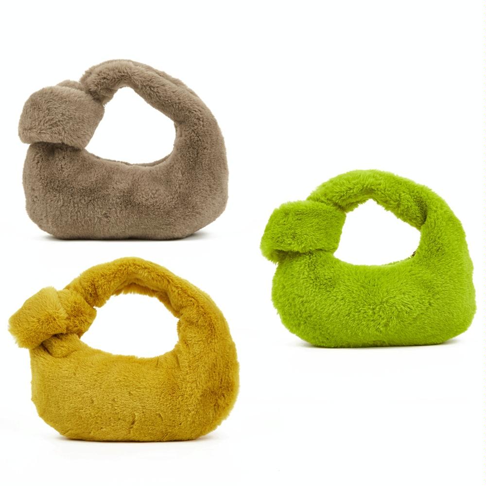 V562-B1062223060DBT-202508281415-04 Plush Rabbit Fleece Tote with Knotted Handles - Khaki - Image 5