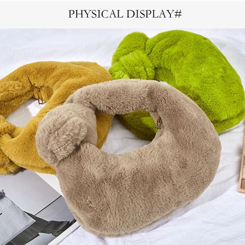 V562-B1062223060DBT-202508281415-06 Plush Rabbit Fleece Tote with Knotted Handles - Khaki - Image 7