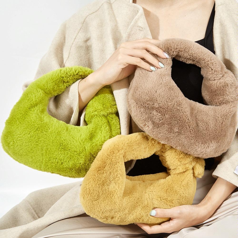 V562-B1062223060DBT-202508281415-07 Plush Rabbit Fleece Tote with Knotted Handles - Khaki - Image 8