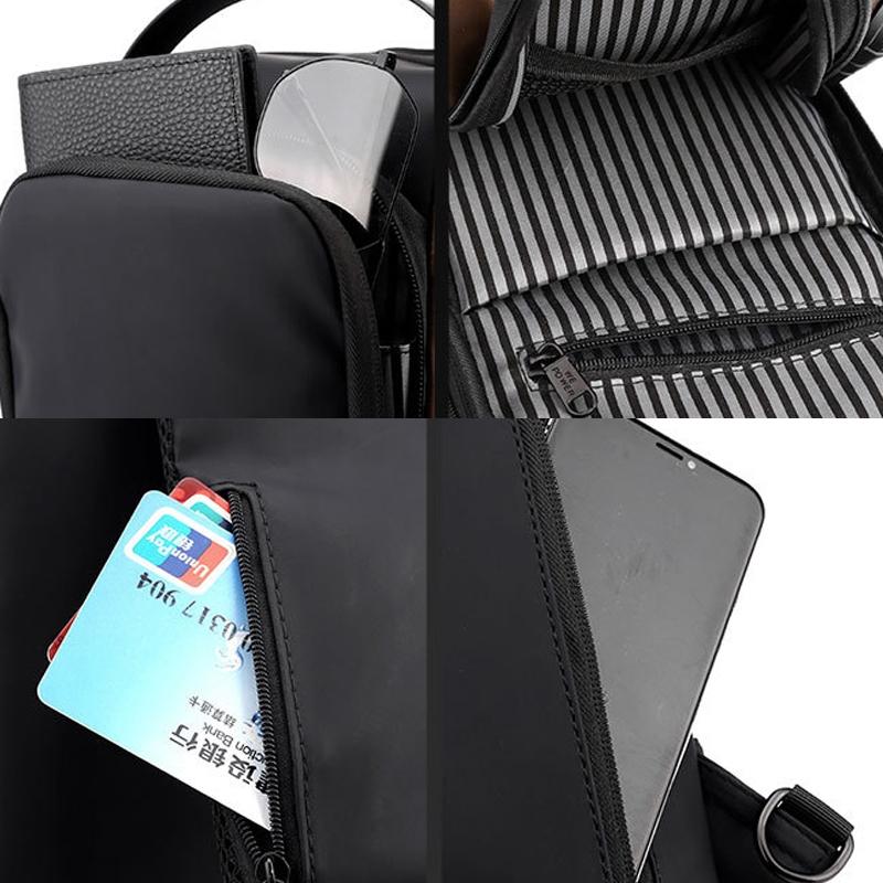 V562-B1068583060DBT-202508290040-06 Anti Theft Men Chest Bag With Password Lock Secure Locomotive Messenger Bag - Grey Brown - Image 7