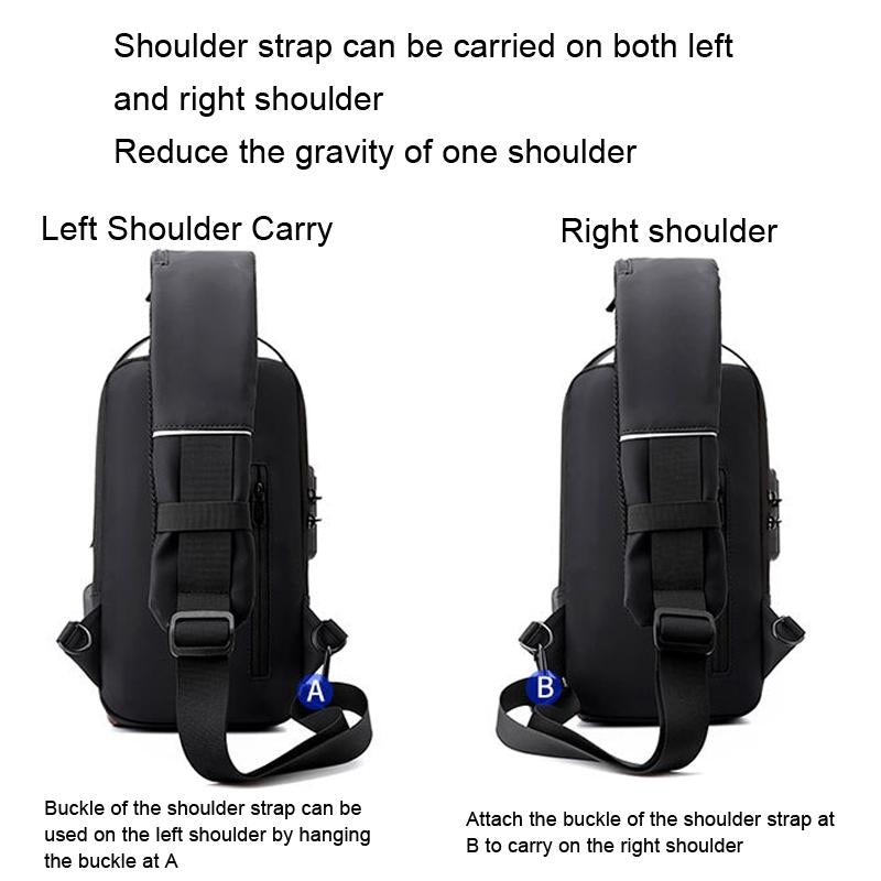 V562-B1068583060DBT-202508290040-10 Anti Theft Men Chest Bag With Password Lock Secure Locomotive Messenger Bag - Grey Brown - Image 11