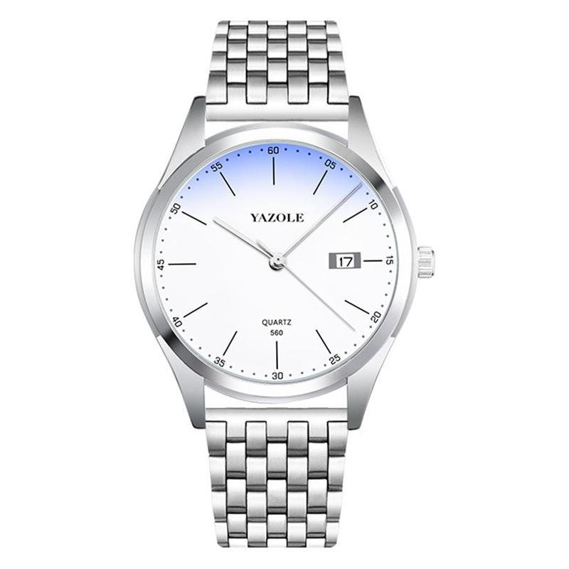 V562-B108180300ADE-202508282004-00 Waterproof Men Watch - Stainless Steel Band Quartz Movement - White Dial - Image 1