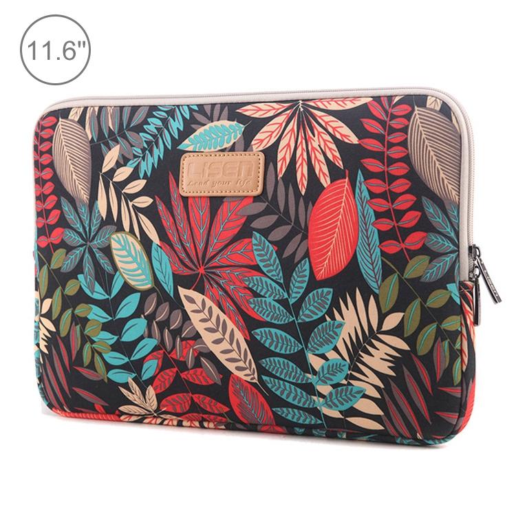 V562-B4113BL-202508290240-01 Colourful Leaves Sleeve Case Briefcase with Zipper - Black - Image 2