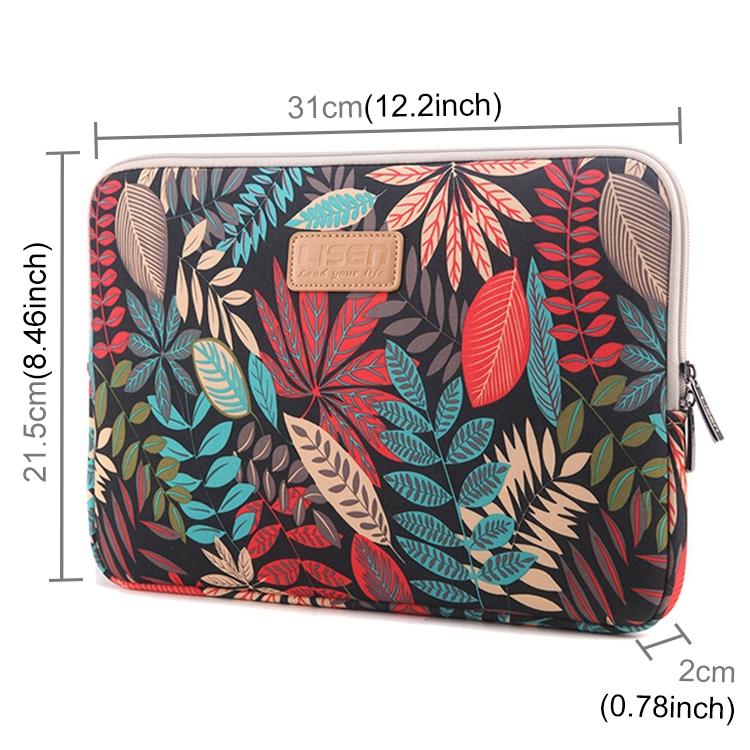 V562-B4113BL-202508290240-02 Colourful Leaves Sleeve Case Briefcase with Zipper - Black - Image 3