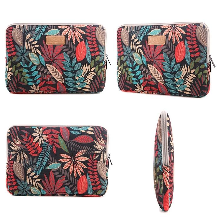V562-B4113BL-202508290240-03 Colourful Leaves Sleeve Case Briefcase with Zipper - Black - Image 4