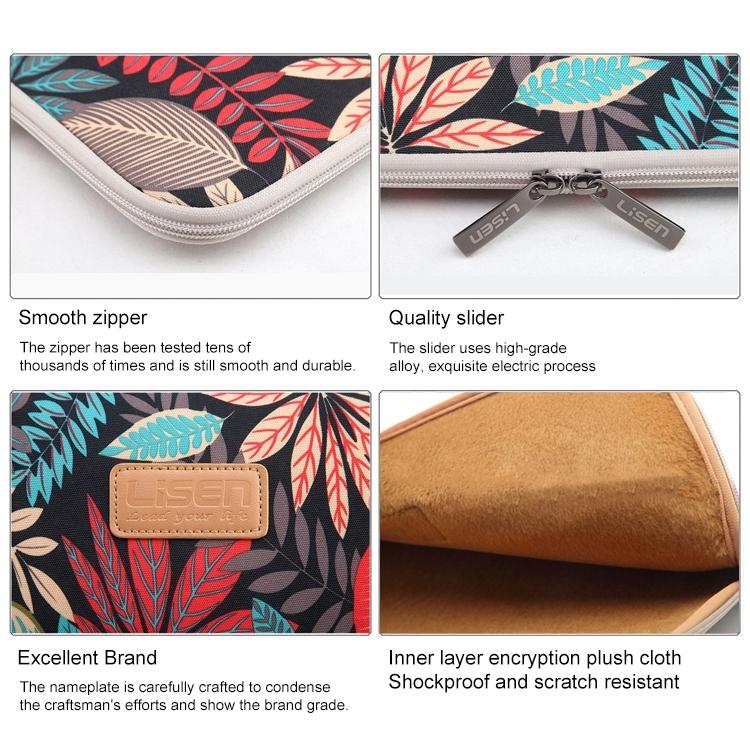 V562-B4113BL-202508290240-05 Colourful Leaves Sleeve Case Briefcase with Zipper - Black - Image 6
