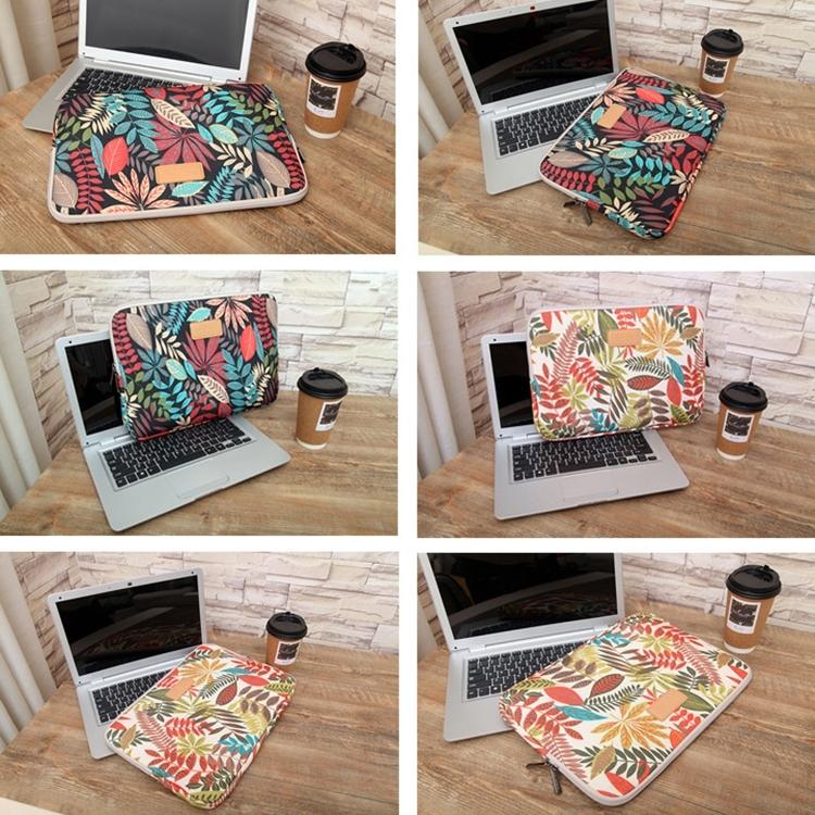 V562-B4113BL-202508290240-06 Colourful Leaves Sleeve Case Briefcase with Zipper - Black - Image 7