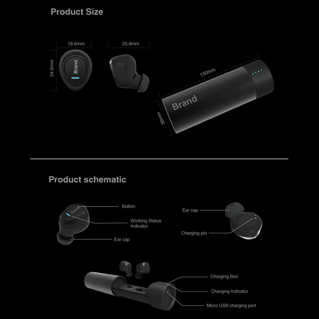V562-B7124P8PI-202508280921-07 Waterproof Wireless Earbuds with Noise Cancelling and Charging Case - Black - Image 8
