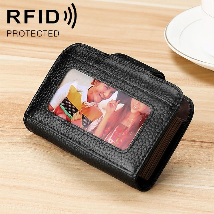 V562-B7510BCC-202508280915-00 Women Cowhide Leather Rfid Wallet - Horizontal Design - Black - Image 1