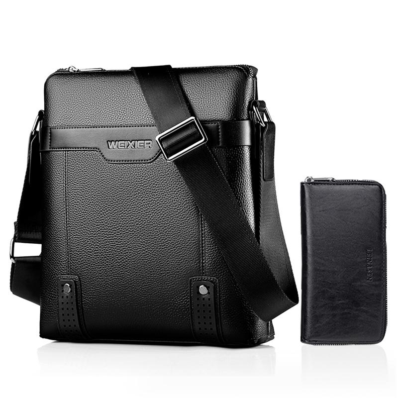 V562-B9163BCC-202508282330-01 2 In 1 Men Pu Leather Shoulder Bag Handbag - Black - Image 2